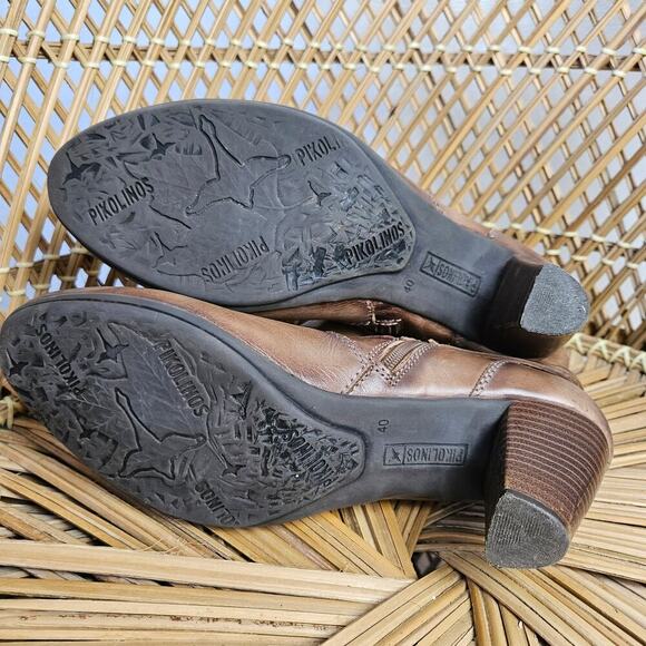 Pikolinos Verona Wrap Bootie 40 9.5 10 Distressed Brown Leather Heeled Boot - Picture 9 of 9